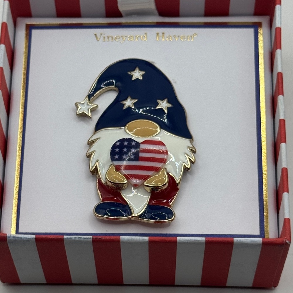 Vineyard Haven Patriotic Gnome Pin - Picture 5 of 6